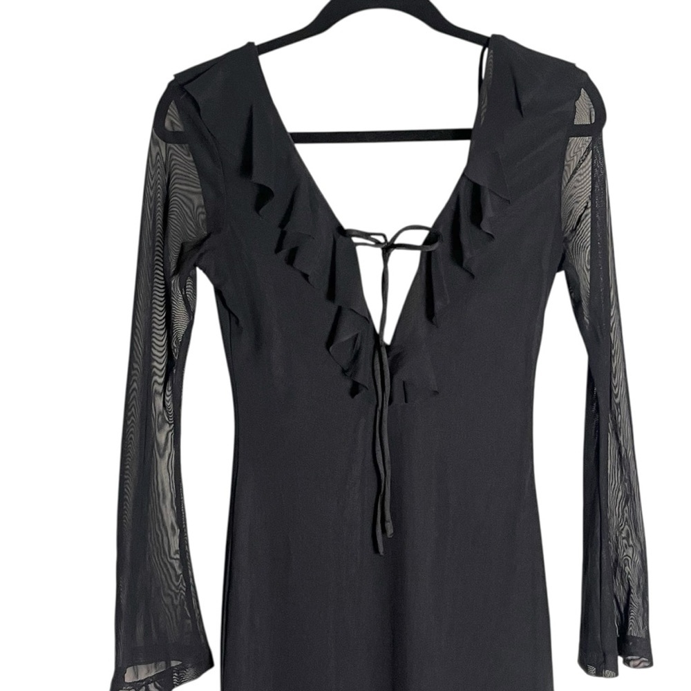 Princess Polly Maskell Long Sleeve Maxi Dress Black Sheer — Size 4 - Picture 9 of 14